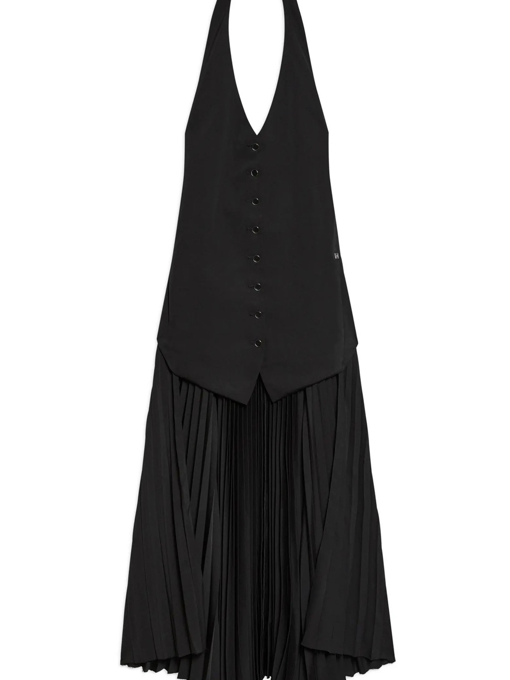 NWT Helmut Lang Black Halter High-Low Button Front Dress